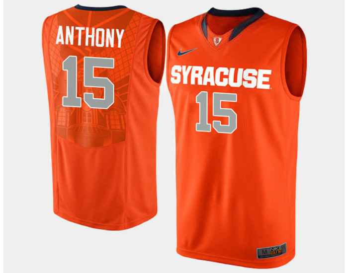 Syracuse Orange #15 Carmelo Anthony Orange Road Authentic College Basketball Jersey