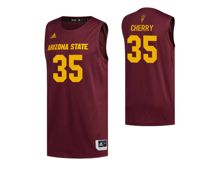 Arizona State Sun Devils 35 Taeshon Cherry Replica College Basketball Jersey Maroon