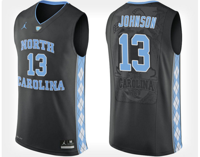 North Carolina Tar Heels #13 Cameron Johnson Black Alternate Authentic College Basketball Jersey