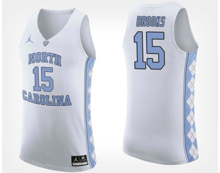 North Carolina Tar Heels #15 Garrison Brooks White Road Authentic College Basketball Jersey