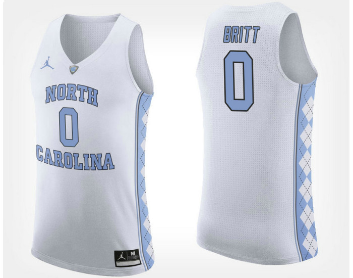 North Carolina Tar Heels #0 Nate Britt White Road Authentic College Basketball Jersey
