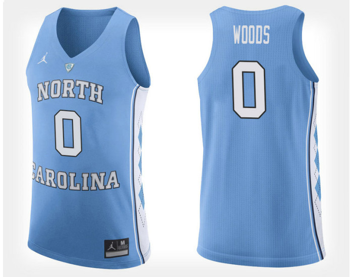 North Carolina Tar Heels #0 Seventh Woods Light Blue Home Authentic College Basketball Jersey