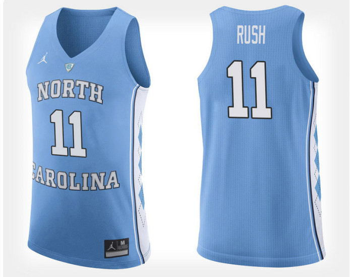 North Carolina Tar Heels #11 Shea Rush Light Blue Home Authentic College Basketball Jersey
