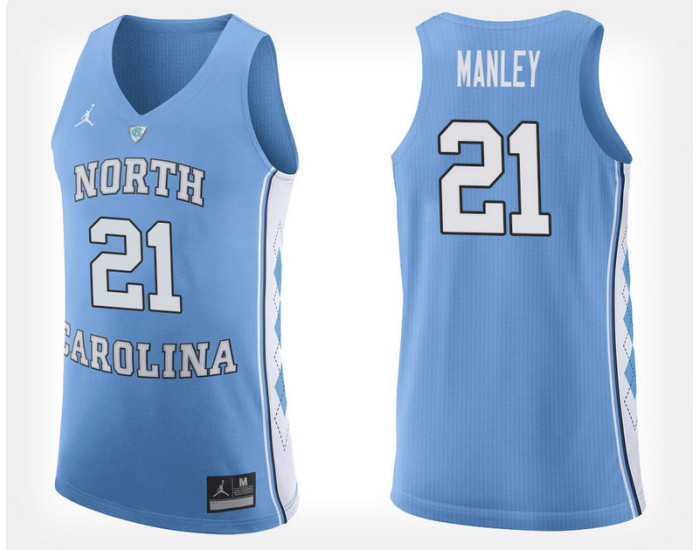 North Carolina Tar Heels #21 Sterling Manley Light Blue Home Authentic College Basketball Jersey