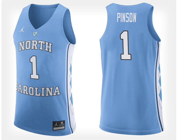 North Carolina Tar Heels #1 Theo Pinson Light Blue Home Authentic College Basketball Jersey