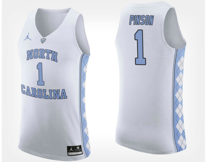 North Carolina Tar Heels #1 Theo Pinson White Road Authentic College Basketball Jersey