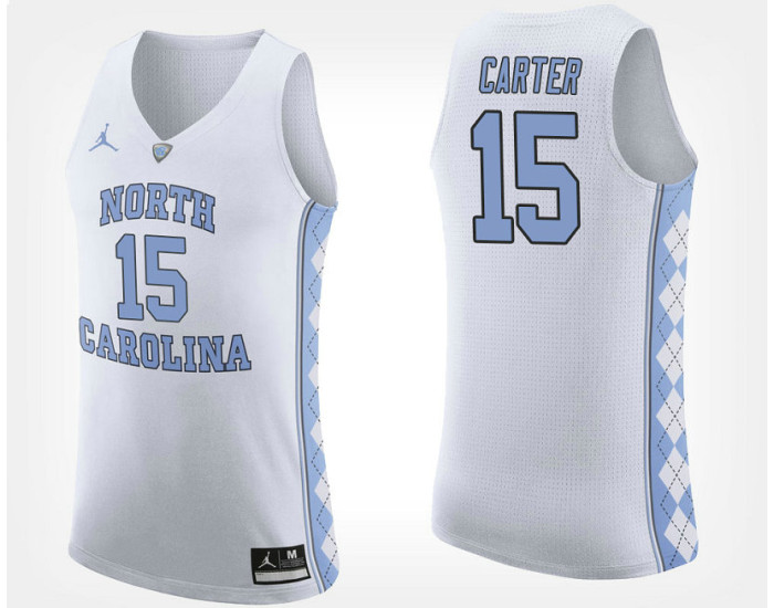 Youth North Carolina Tar Heels #15 Vince Carter White Road Replica College Basketball Jersey