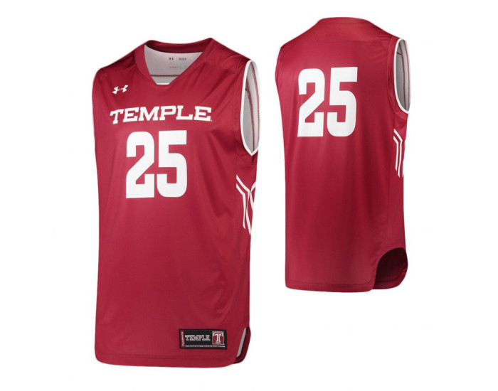 Temple Owls #25 Performance Basketball Replica College Basketball Jersey Garnet
