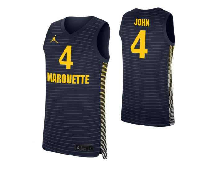 Youth Marquette Golden Eagles Theo John Authentic College Basketball Jersey Navy
