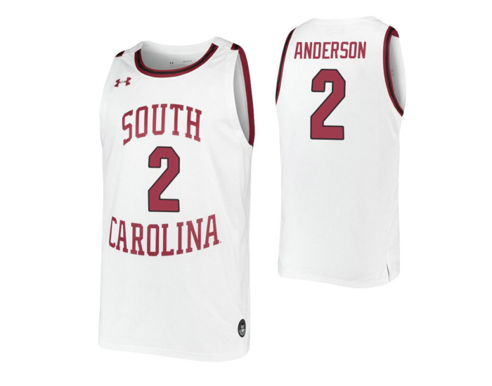South Carolina Gamecocks #2 Trey Anderson White Authentic College Basketball Jersey