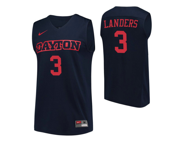 Dayton Flyers 3 Trey Landers Authentic College Basketball Jersey Navy