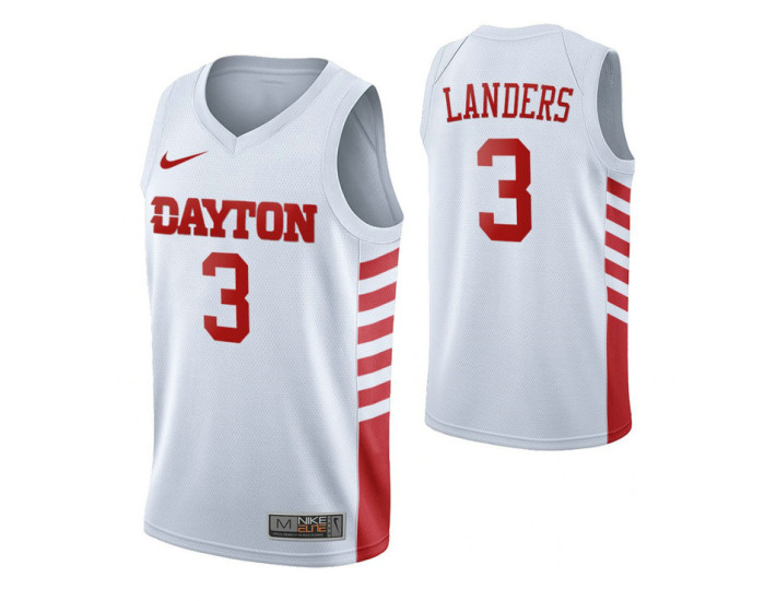 Dayton Flyers 3 Trey Landers Authentic College Basketball Jersey White