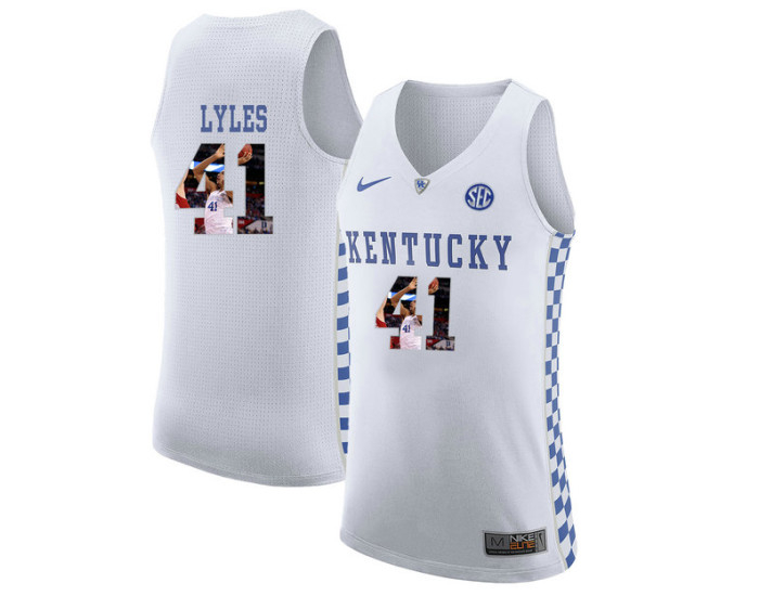 Youth Kentucky Wildcats #41 Trey Lyles Authentic College Basketball Jersey White