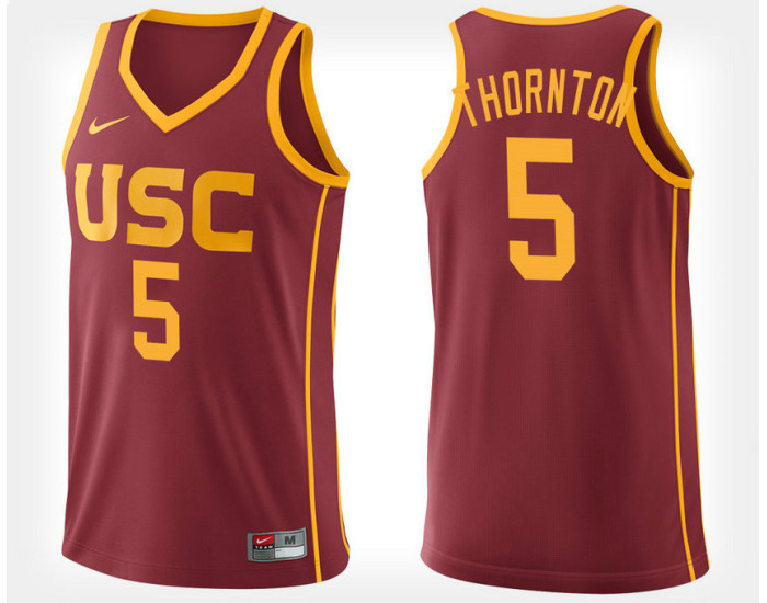 Youth USC Trojans #5 Derryck Thornton Cardinal Home Authentic College Basketball Jersey