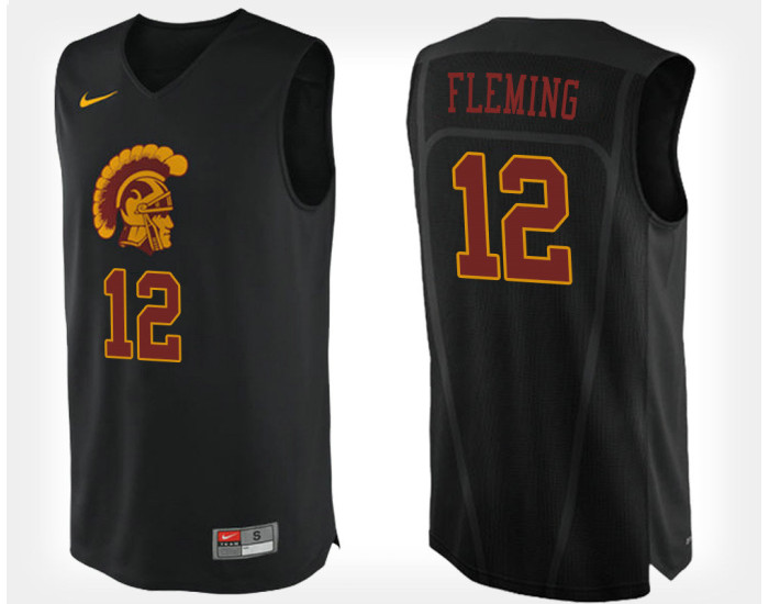 USC Trojans #12 Devin Fleming Black Alternate Authentic College Basketball Jersey