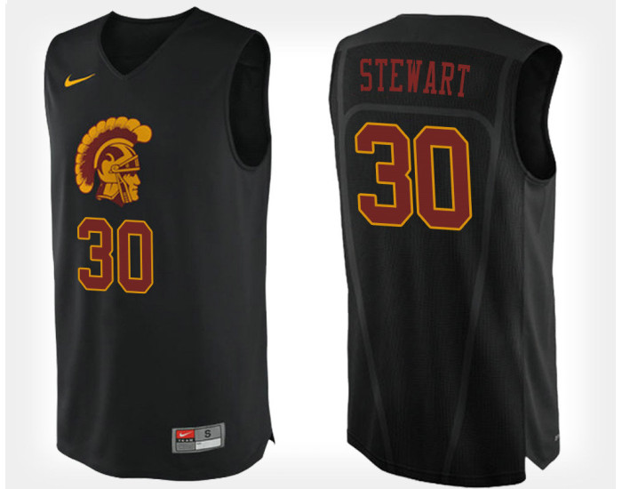 USC Trojans #30 Elijah Stewart Black Alternate Replica College Basketball Jersey