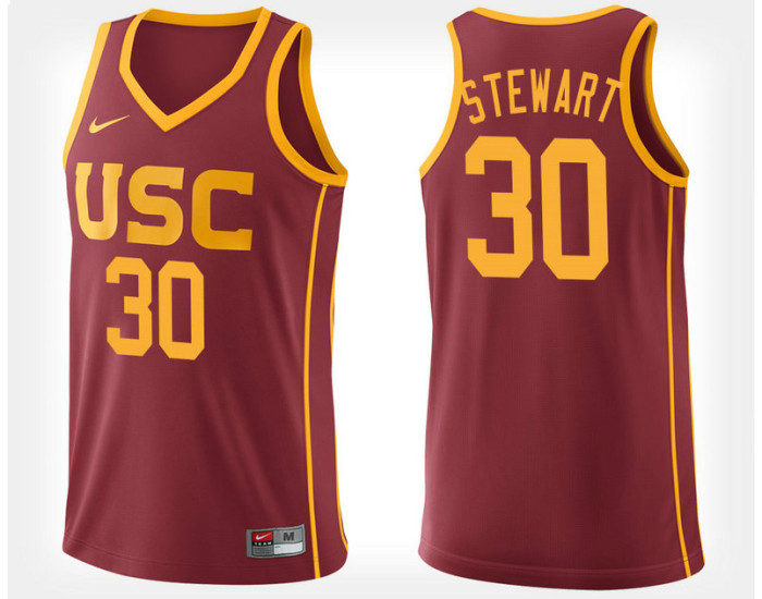 USC Trojans #30 Elijah Stewart Cardinal Home Replica College Basketball Jersey