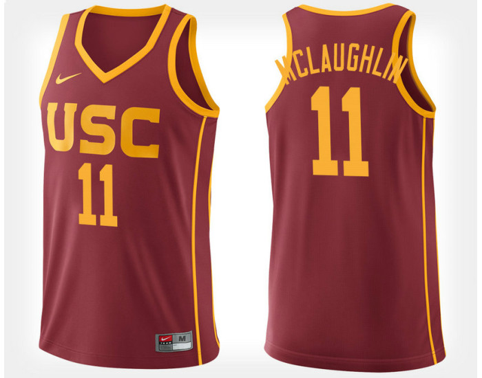 USC Trojans #11 Jordan McLaughlin Cardinal Home Authentic College Basketball Jersey