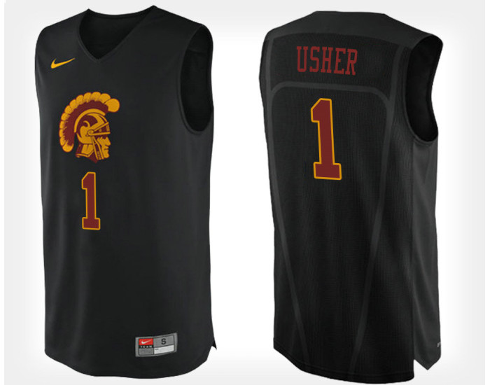 USC Trojans #1 Jordan Usher Black Alternate Authentic College Basketball Jersey