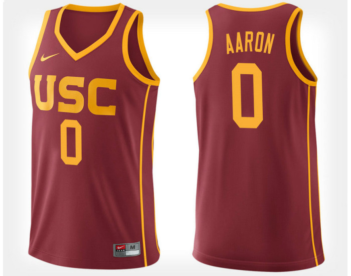 USC Trojans #0 Shaqquan Aaron Cardinal Home Authentic College Basketball Jersey