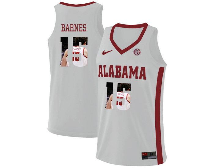Youth Alabama Crimson Tide #15 Tyler Barnes Authentic College Basketball Jersey White