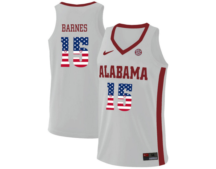 Youth Alabama Crimson Tide #15 Tyler Barnes Authentic College Basketball Jersey White