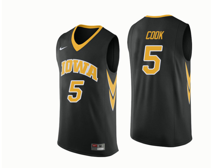 Iowa Hawkeyes #5 Tyler Cook Authentic College Basketball Jersey Black