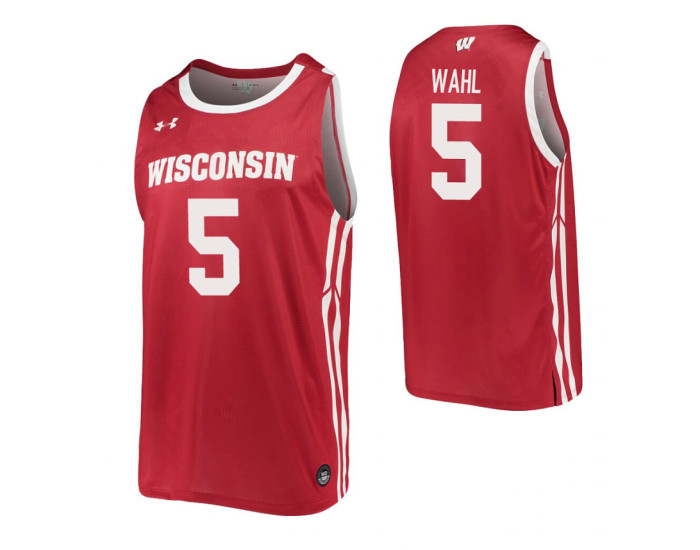Wisconsin Badgers #5 Tyler Wahl Red Replica College Basketball Jersey