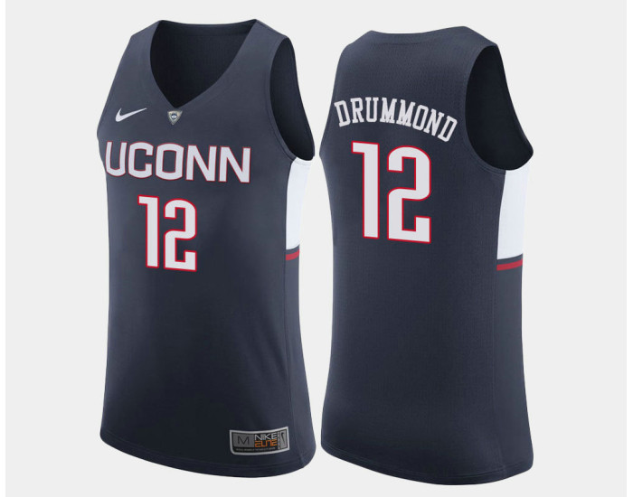 Uconn Huskies #12 Andre Drummond Navy Road Authentic College Basketball Jersey