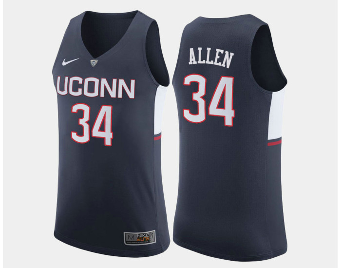 Youth Uconn Huskies #34 Ray Allen Navy Road Authentic College Basketball Jersey