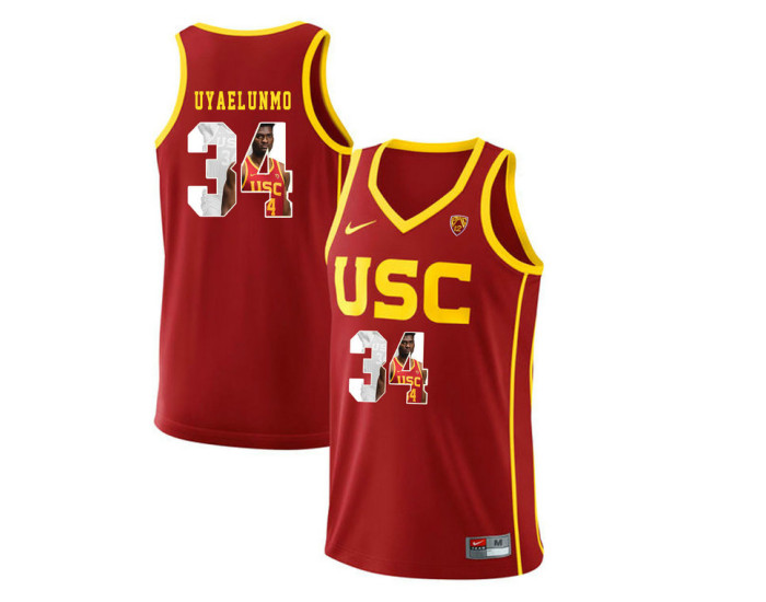 USC Trojans #34 Victor Uyaelunmo Replica College Basketball Jersey Red