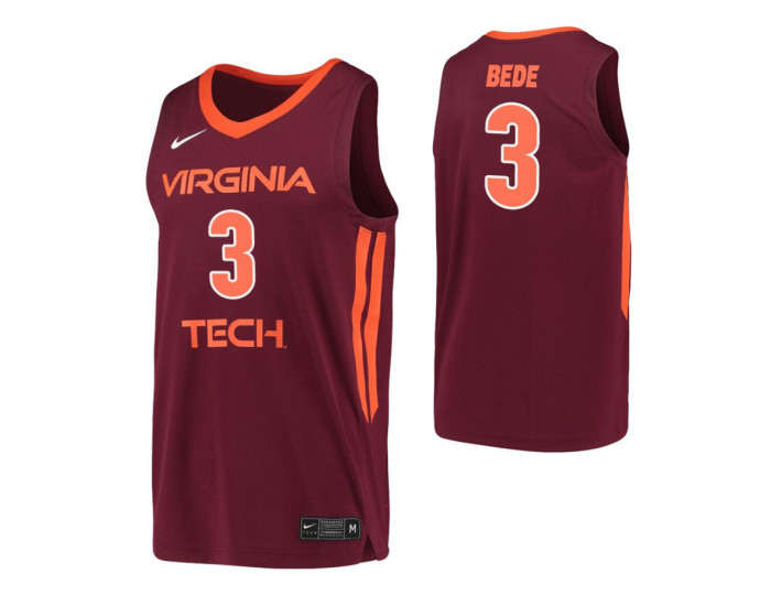 Youth Virginia Tech Hokies #3 Wabissa Bede Maroon Authentic College Basketball Jersey