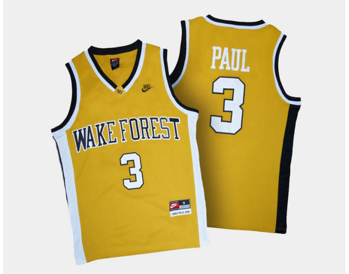 Wake Forest Demon Deacons #3 Chris Paul Gold Alternate Authentic College Basketball Jersey