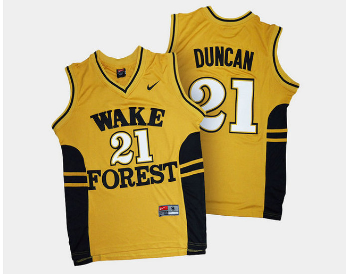 Wake Forest Demon Deacons #21 Tim Duncan Gold Alternate Authentic College Basketball Jersey