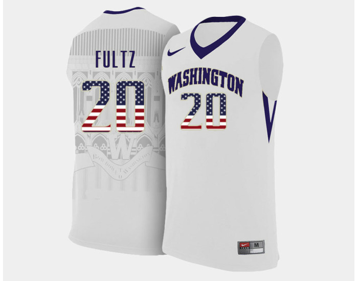 Washington Huskies #20 Markelle Fultz White Home USA Flag Authentic College Basketball Jersey