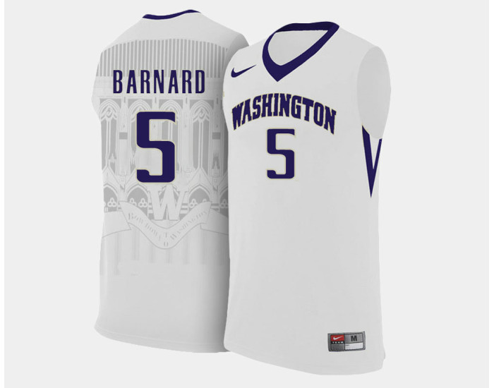 Washington Huskies #5 Quin Barnard White Home Authentic College Basketball Jersey