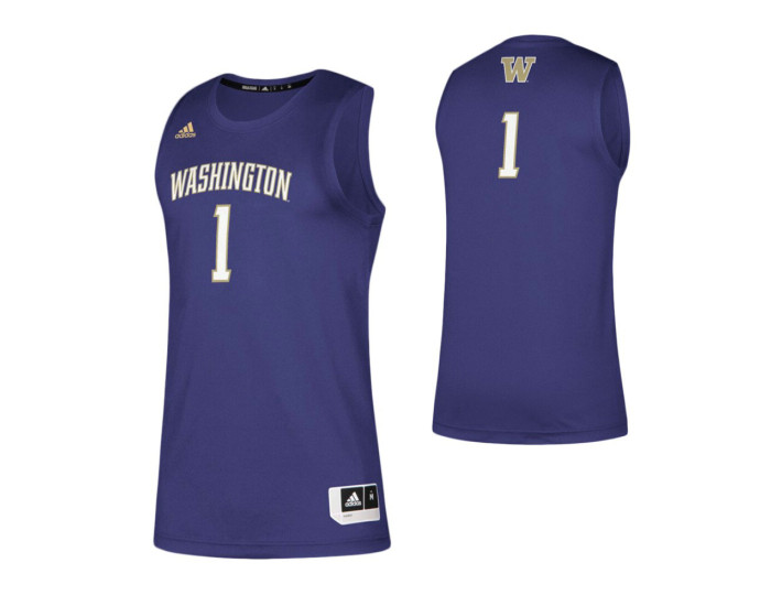 Washington Huskies #1 Basketball Authentic College Basketball Jersey Purple