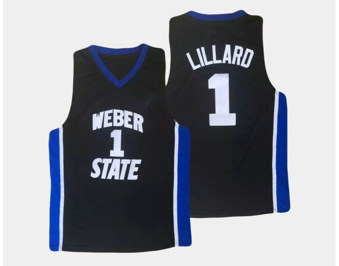 Weber State Wildcats #1 Damian Lillard Black Alternate Authentic College Basketball Jersey