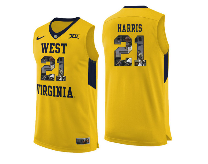 Youth West Virginia Mountaineers #21 Wesley Harris Authentic College Basketball Jersey Yellow