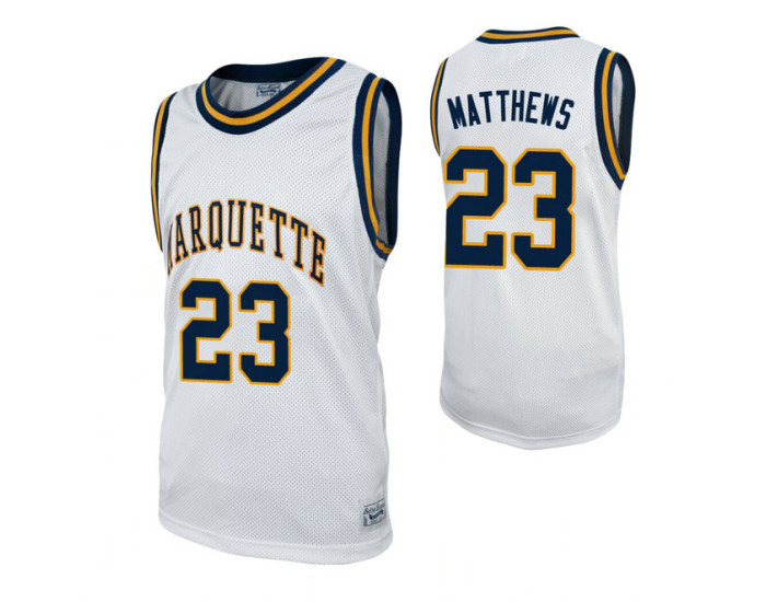 Youth Marquette Golden Eagles #23 Wesley Matthews White Authentic College Basketball Jersey