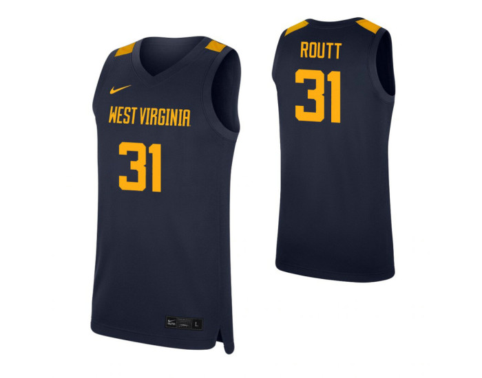 West Virginia Mountaineers #31 Logan Routt Navy Authentic College Basketball Jersey