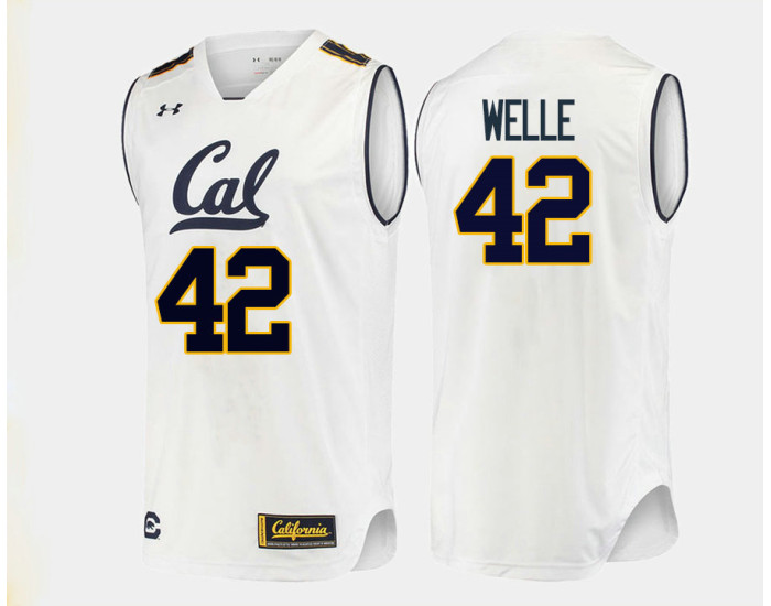 Youth California Golden Bears #42 Cole Welle Replica College Basketball Jersey White