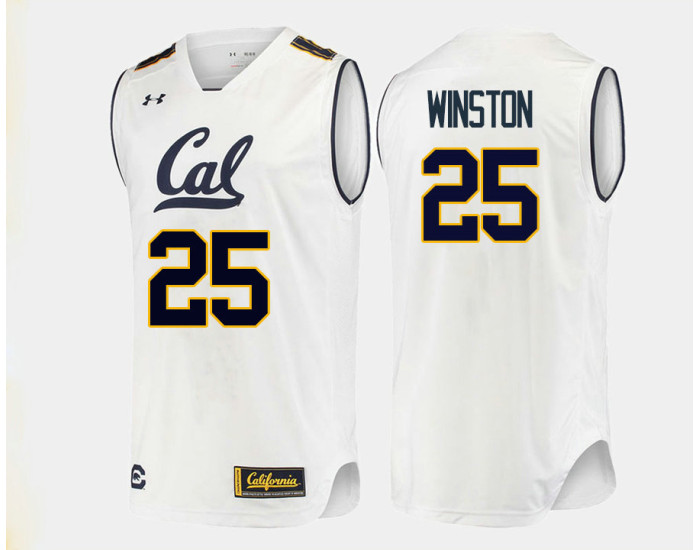 Youth California Golden Bears #25 Deschon Winston Replica College Basketball Jersey White