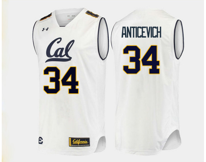 California Golden Bears #34 Grant Anticevich Replica College Basketball Jersey White