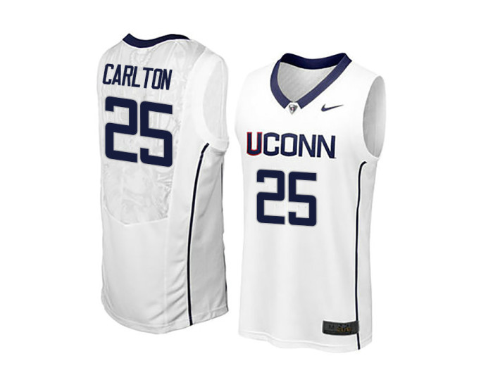 UConn Huskies #25 Josh Carlton Authentic College Basketball Jersey White