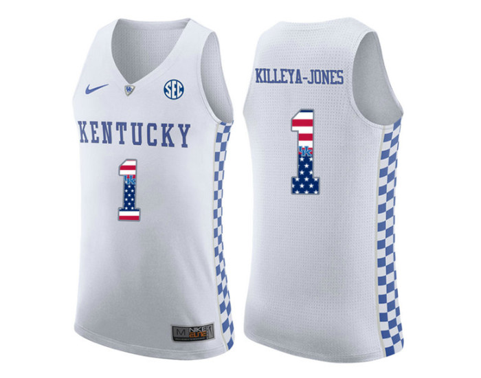 Kentucky Wildcats #1 Sacha Killeya-Jones Authentic College Basketball Jersey white