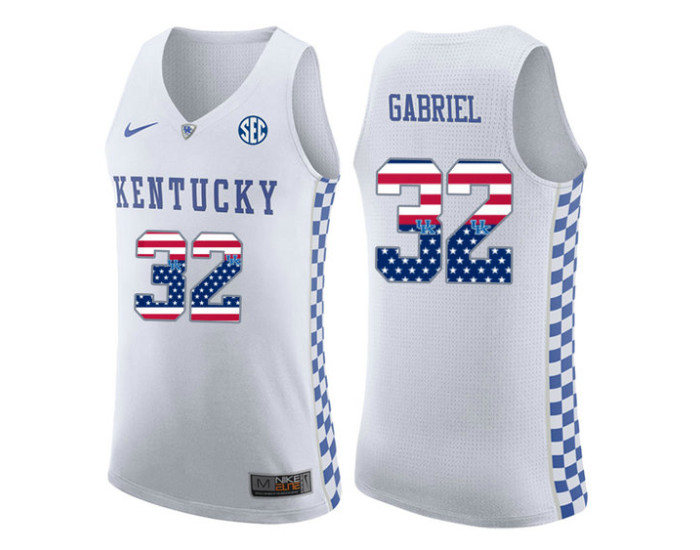 Kentucky Wildcats #32 Wenyen Gabriel Replica College Basketball Jersey white