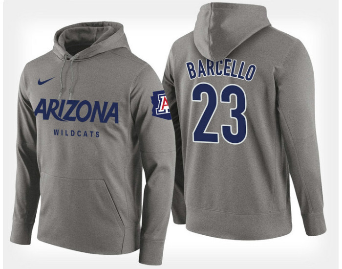 Arizona Wildcats #23 Alex Barcello Gray Hoodie College Basketball