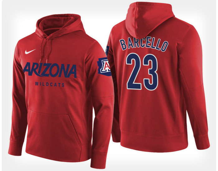 Arizona Wildcats #23 Alex Barcello Red Hoodie College Basketball