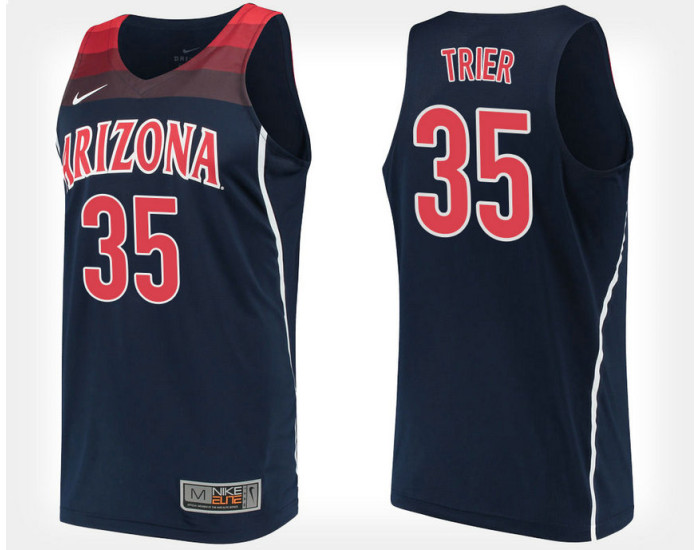 Arizona Wildcats #35 Allonzo Trier Navy Alternate Authentic College Basketball Jersey